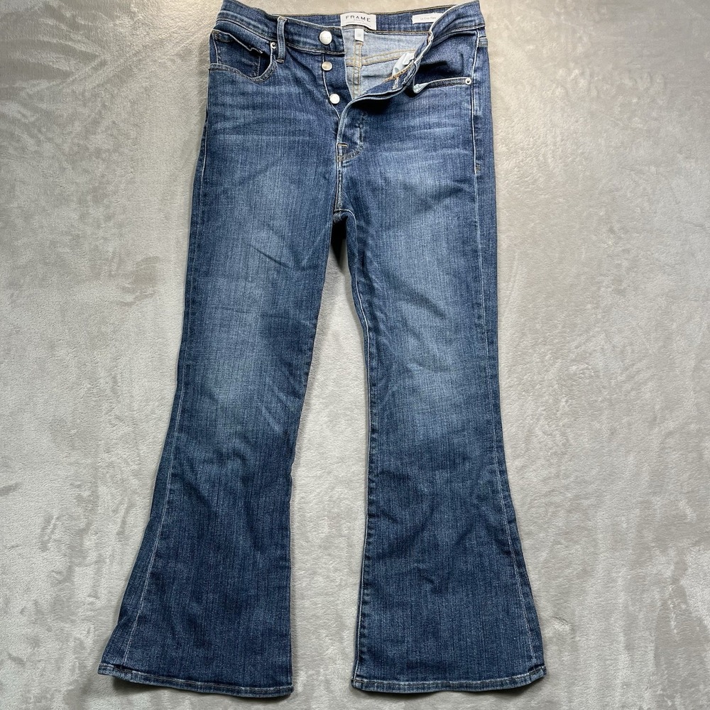 Frame Le Crop Flare Jeans High Waist Blue Sunrise Park Women's Size 28